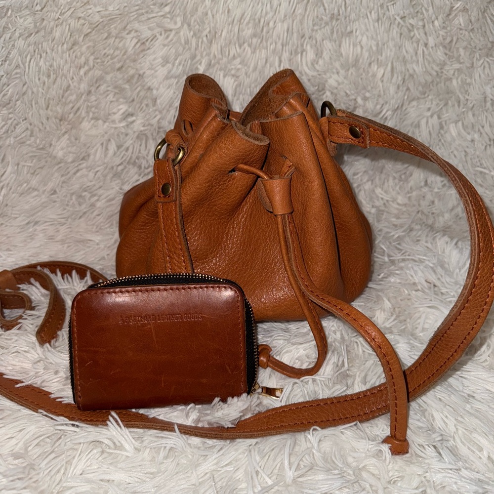 Brown Leather Bucket Bag